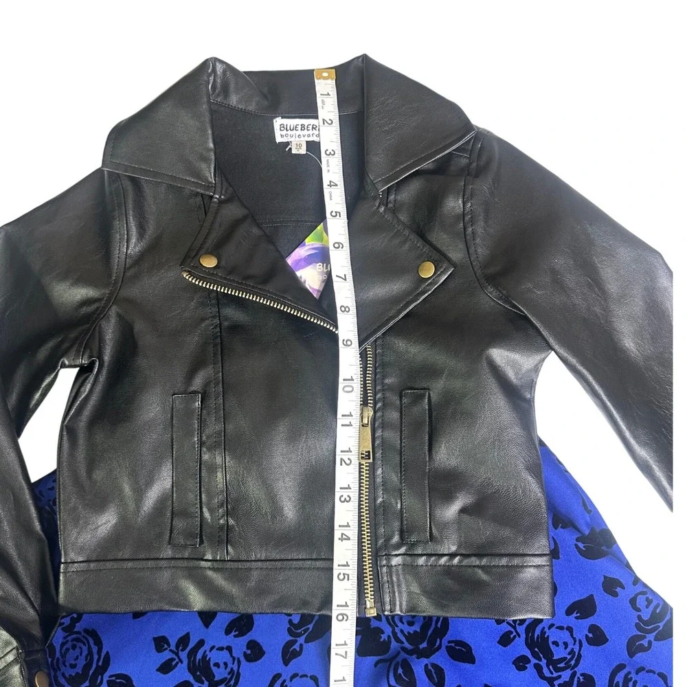 Blueberi‎ Boulevard Girls Faux Leather Moto Jacket And Floral Dress Set Size 10